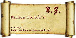 Milics Zoltán névjegykártya